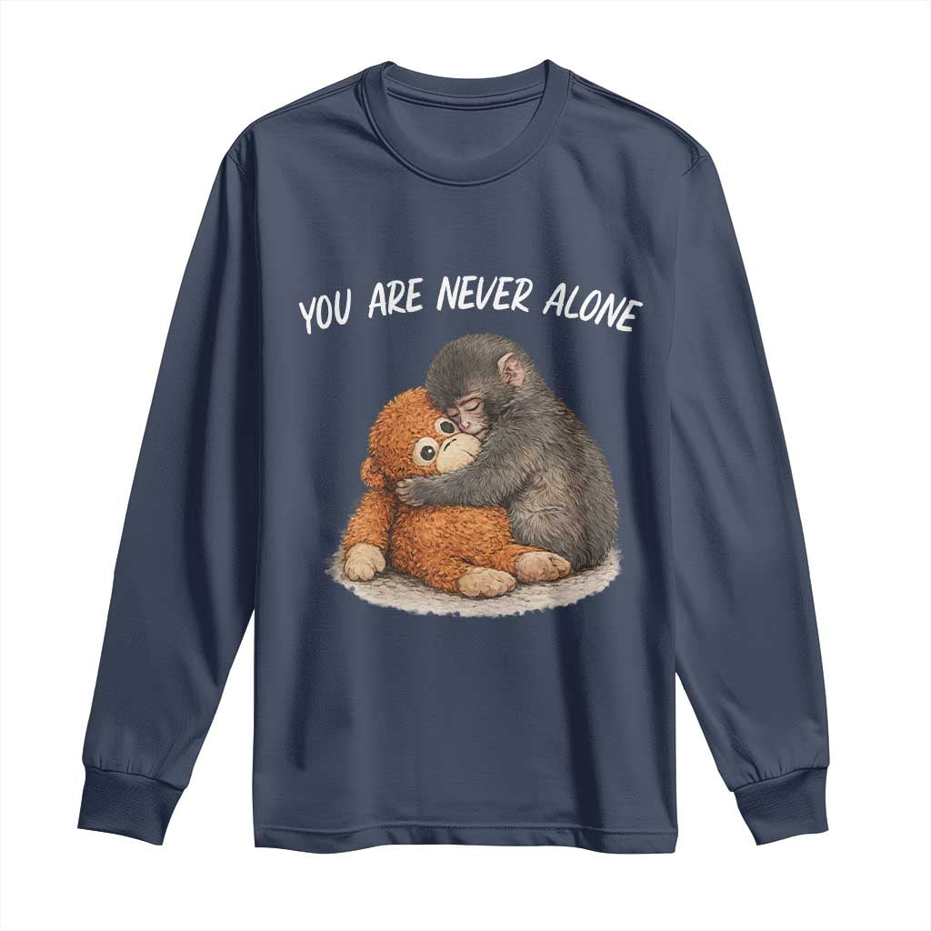 Punch Monkey Long Sleeve Shirt You Are Never Alone Brave TS14 Navy Print Your Wear