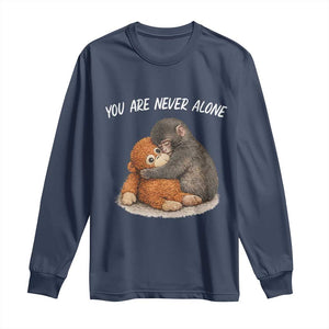 Punch Monkey Long Sleeve Shirt You Are Never Alone Brave TS14 Navy Print Your Wear