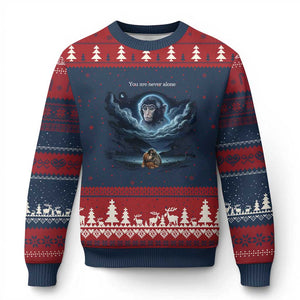 Baby Monkey Punch Ugly Christmas Sweater You Are Never Alone Brave TS14 Navy Red Print Your Wear