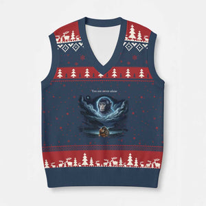 Baby Monkey Punch V-Neck Knit Sweater Vest You Are Never Alone Brave TS14 Navy Red Print Your Wear