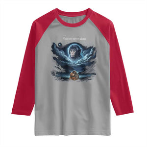 Baby Monkey Punch Raglan Shirt You Are Never Alone Brave TS14 Sport Gray Red Print Your Wear