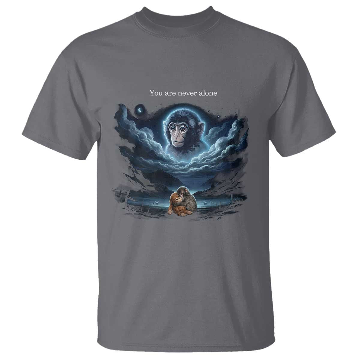 Baby Monkey Punch T Shirt You Are Never Alone Brave TS14 Charcoal Print Your Wear