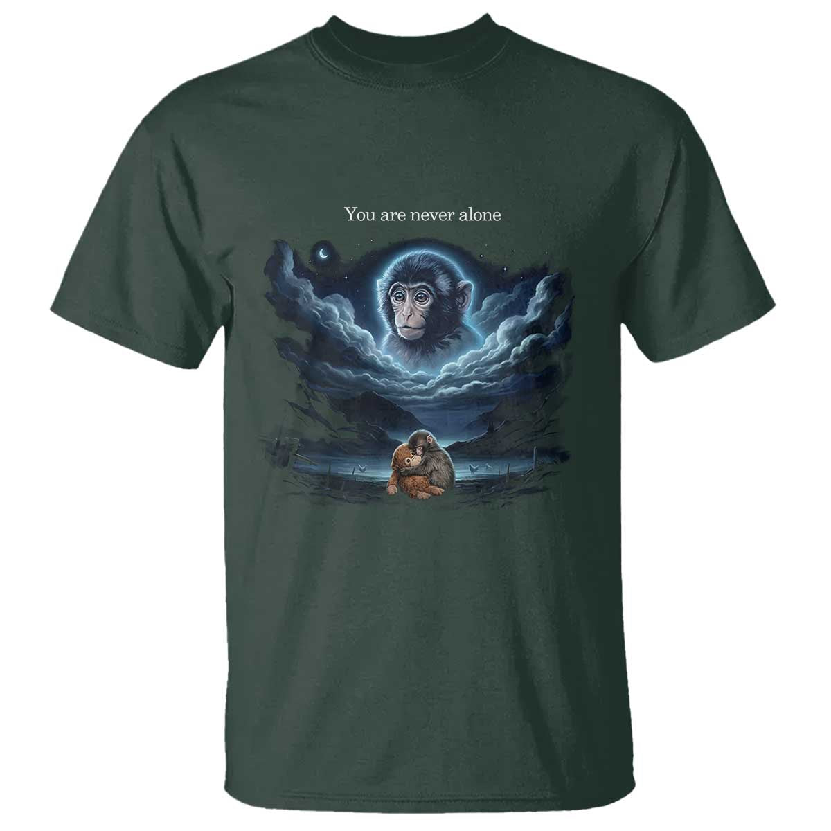Baby Monkey Punch T Shirt You Are Never Alone Brave TS14 Dark Forest Green Print Your Wear