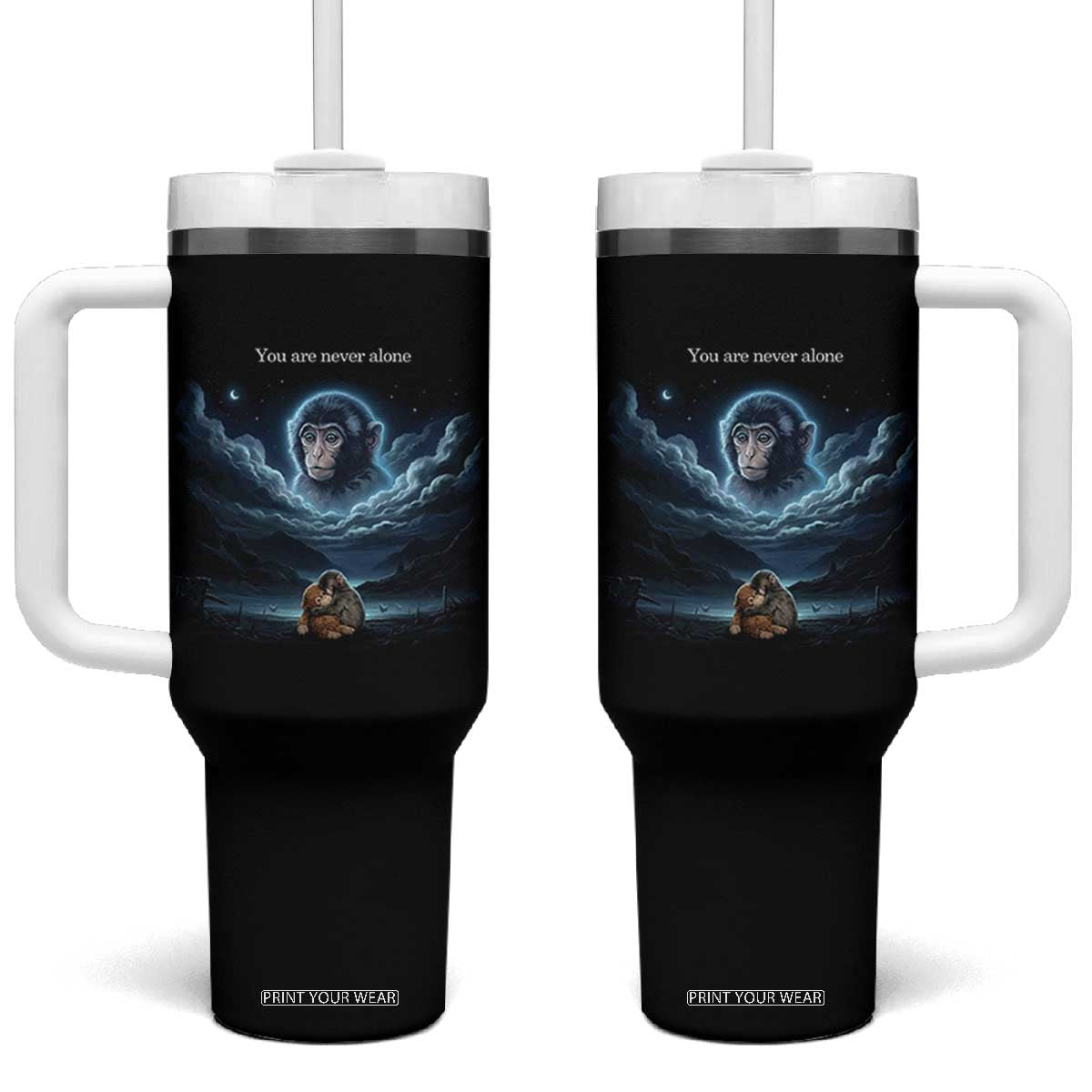 Baby Monkey Punch Tumbler With Handle You Are Never Alone Brave TS14 One Size: 40 oz Black Print Your Wear