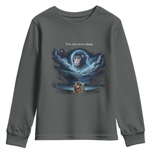 Baby Monkey Punch Youth Sweatshirt You Are Never Alone Brave TS14 Dark Heather Print Your Wear