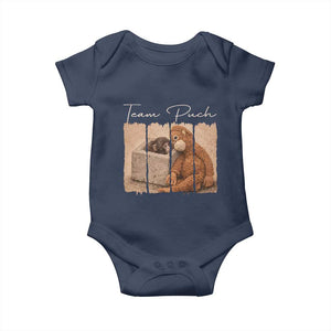 Team Punch Baby Onesie Baby Monkey And Plush Toy Viral TS14 Navy Print Your Wear