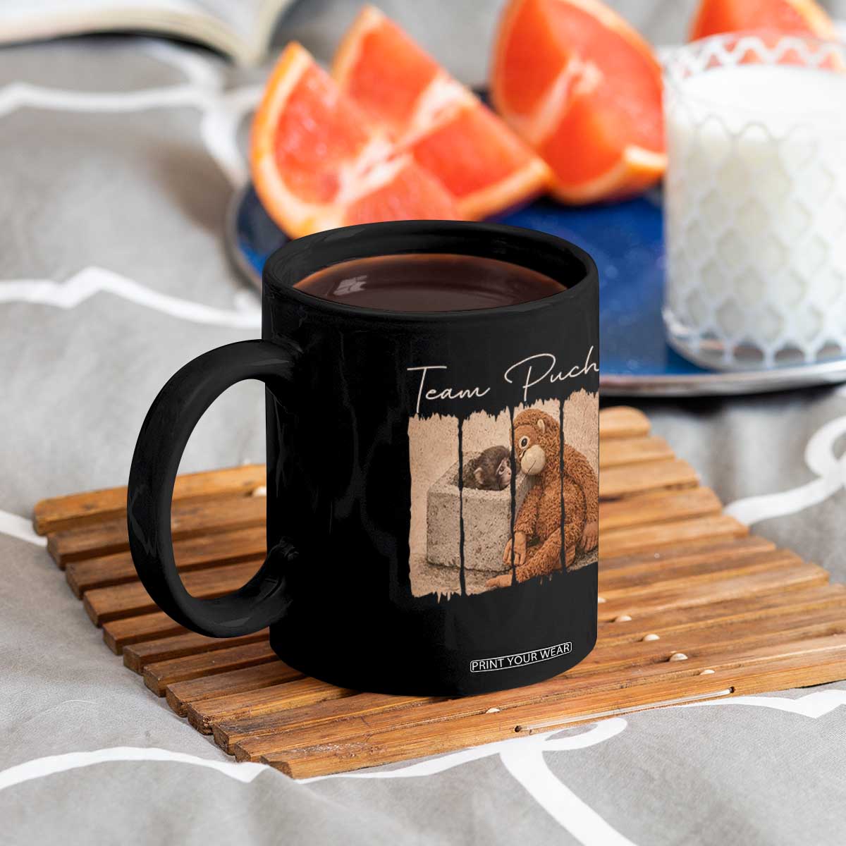 Team Punch Coffee Mug Baby Monkey And Plush Toy Viral TS14 Print Your Wear