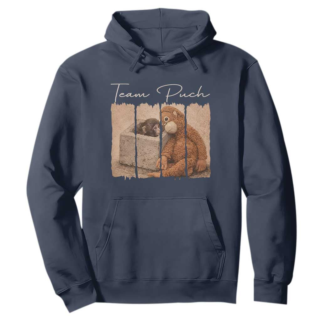 Team Punch Hoodie Baby Monkey And Plush Toy Viral TS14 Navy Print Your Wear