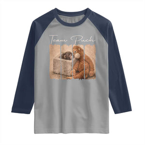 Team Punch Raglan Shirt Baby Monkey And Plush Toy Viral TS14 Sport Gray Navy Print Your Wear