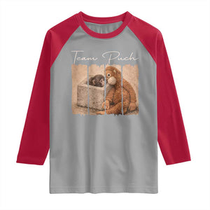 Team Punch Raglan Shirt Baby Monkey And Plush Toy Viral TS14 Sport Gray Red Print Your Wear