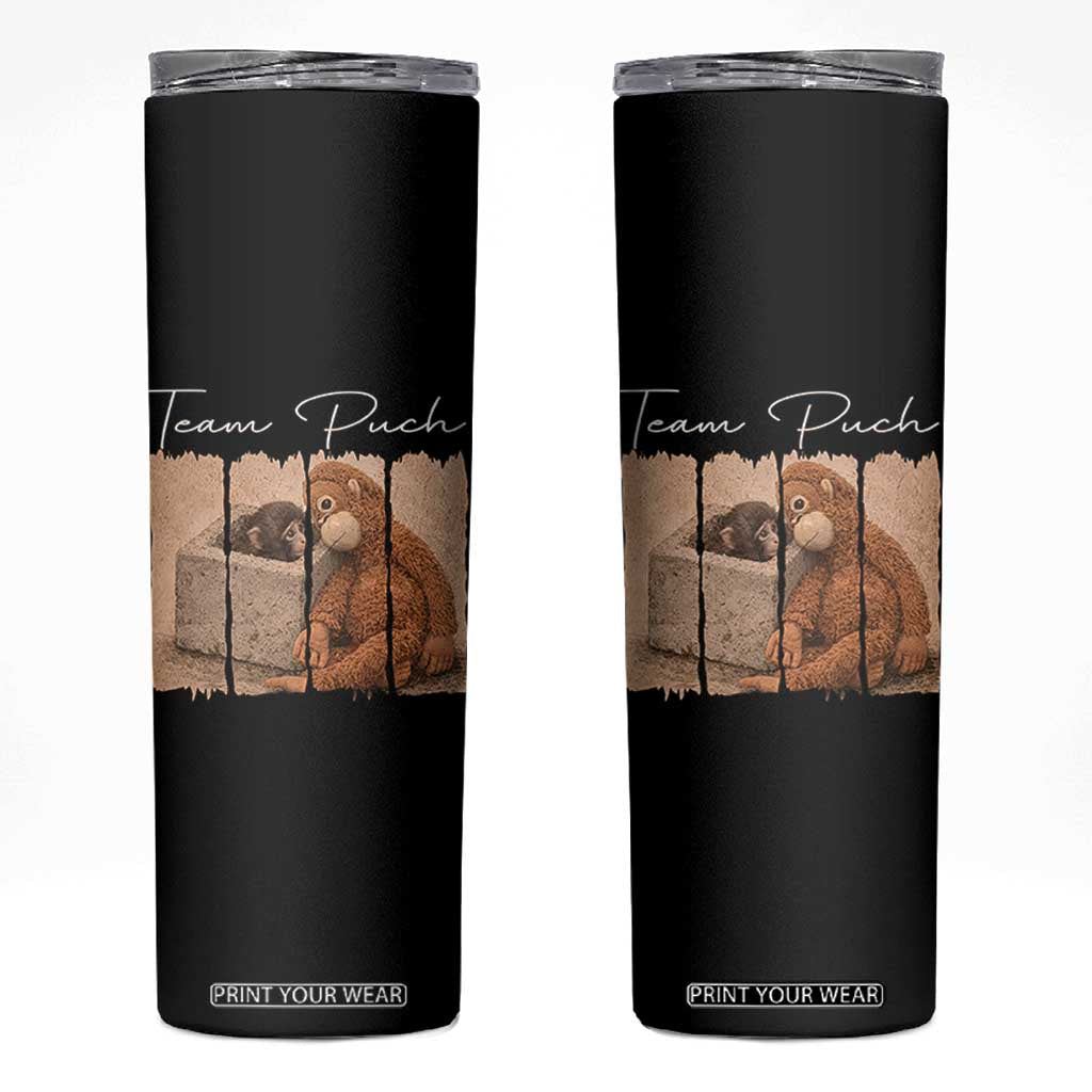 Team Punch Skinny Tumbler Baby Monkey And Plush Toy Viral TS14 Black Print Your Wear
