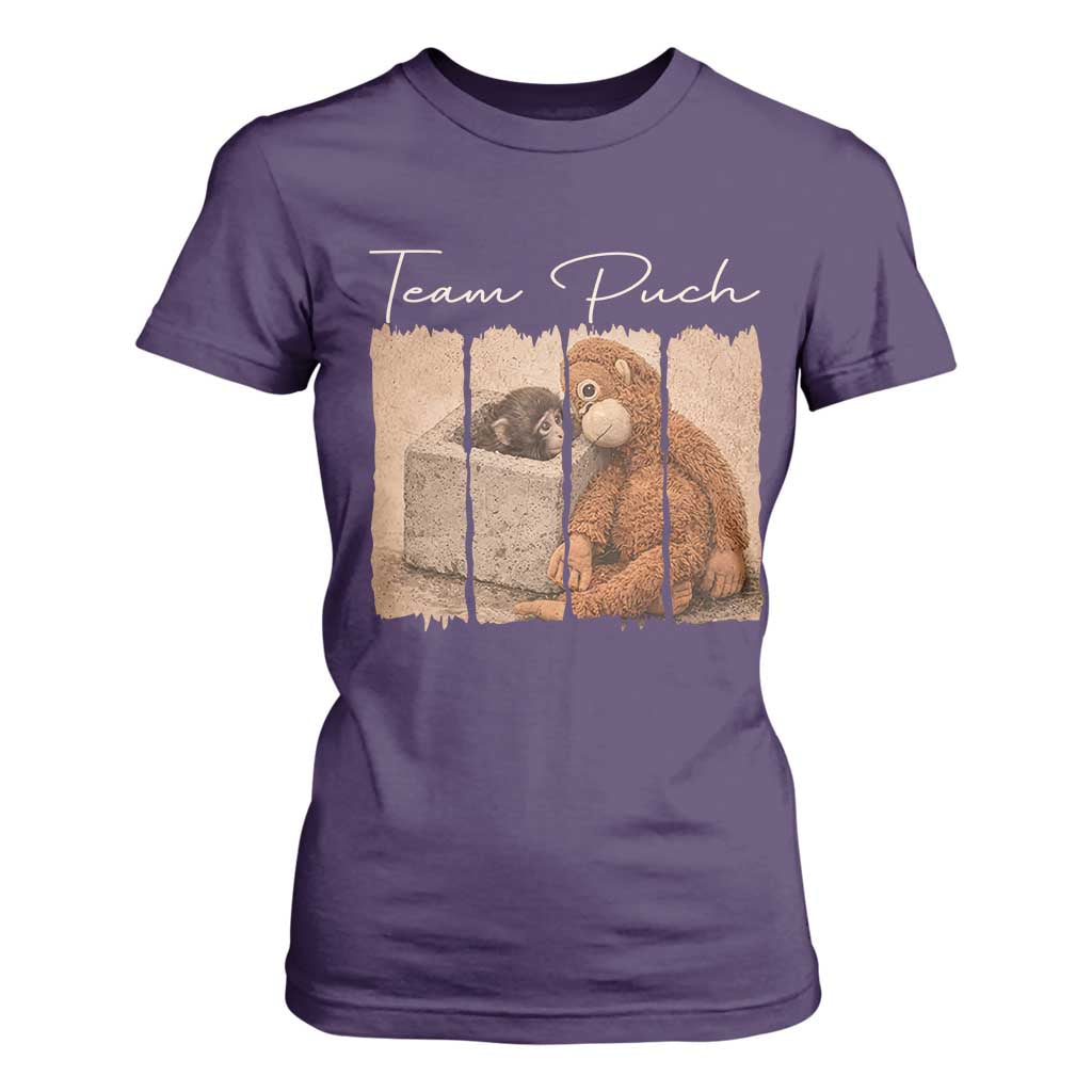 Team Punch T Shirt For Women Baby Monkey And Plush Toy Viral TS14 Purple Print Your Wear