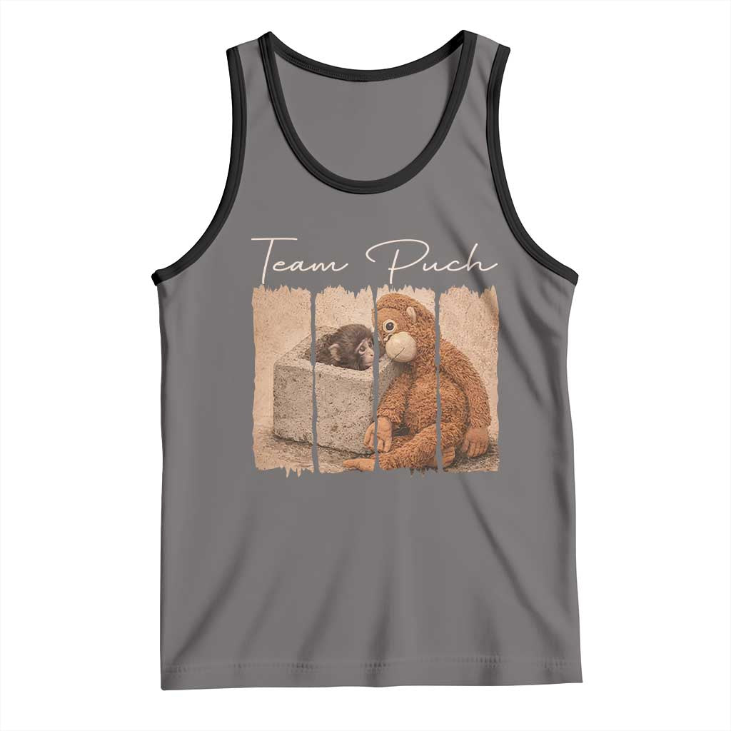 Team Punch Tank Top Baby Monkey And Plush Toy Viral TS14 Deep Heather Black Print Your Wear