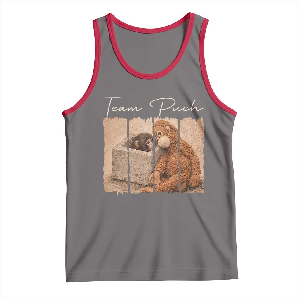 Team Punch Tank Top Baby Monkey And Plush Toy Viral TS14 Deep Heather Red Print Your Wear
