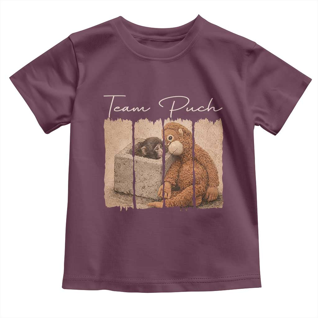 Team Punch Toddler T Shirt Baby Monkey And Plush Toy Viral TS14 Maroon Print Your Wear