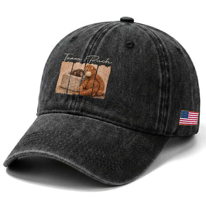 Team Punch Washed Cotton Baseball Cap Baby Monkey And Plush Toy Viral TS14 Print Your Wear