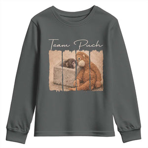 Team Punch Youth Sweatshirt Baby Monkey And Plush Toy Viral TS14 Dark Heather Print Your Wear