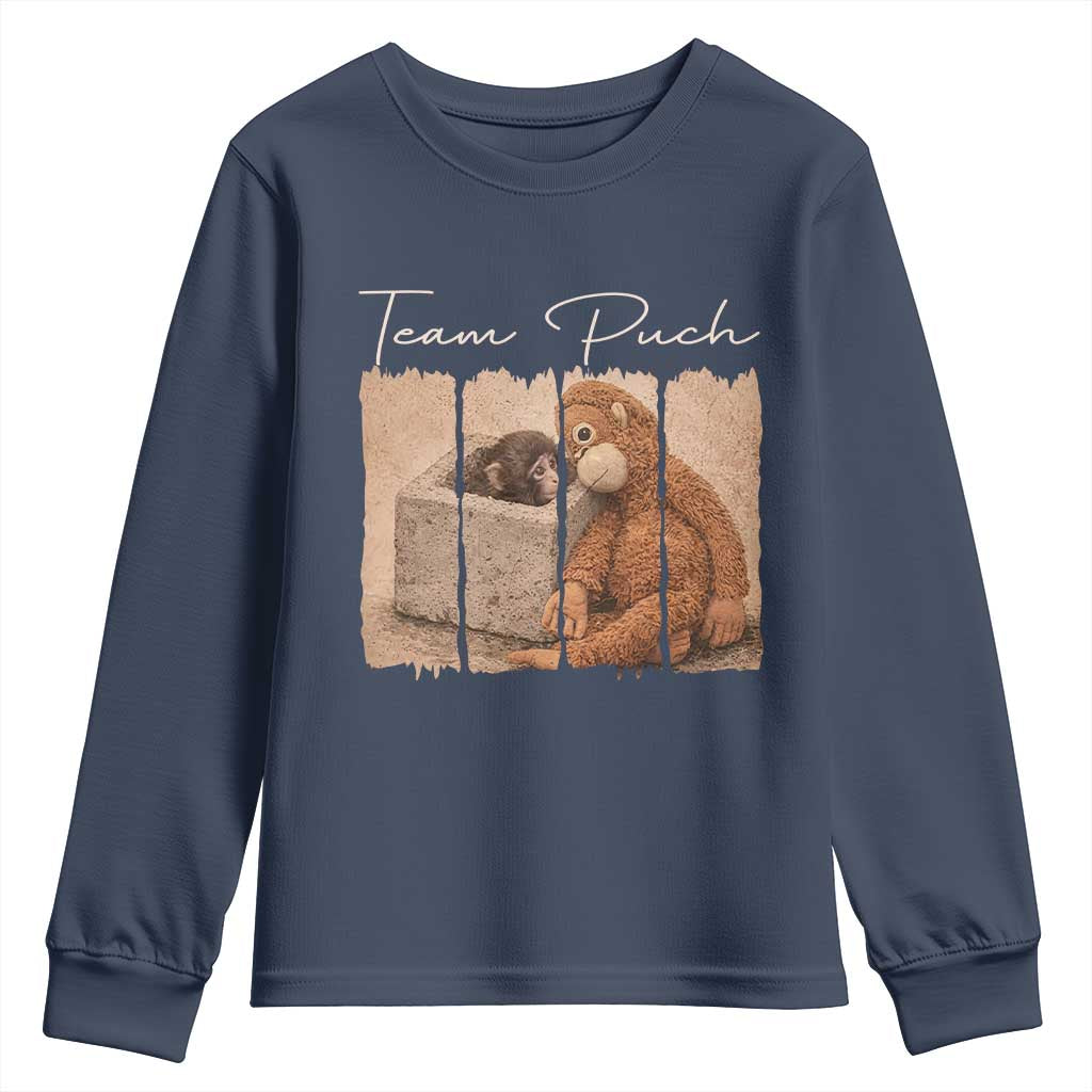 Team Punch Youth Sweatshirt Baby Monkey And Plush Toy Viral TS14 Navy Print Your Wear