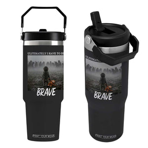 Sad Punch Monkey Flip Straw Tumbler Ultimately I Have To Be Brave TS14 One Size: 30 oz Black Print Your Wear