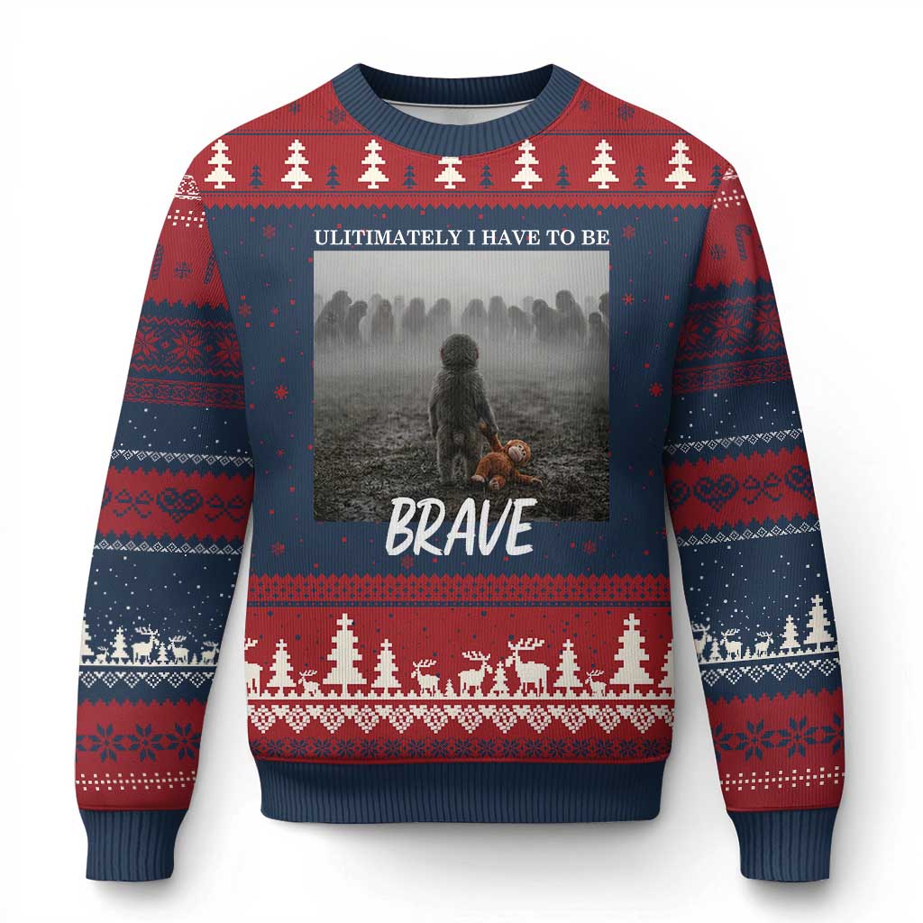 Sad Punch Monkey Ugly Christmas Sweater Ultimately I Have To Be Brave TS14 Navy Red Print Your Wear