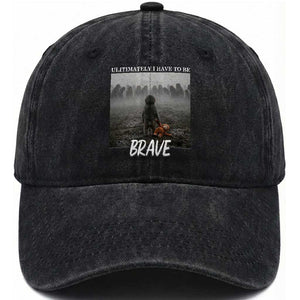 Sad Punch Monkey Washed Cotton Baseball Cap Ultimately I Have To Be Brave TS14 Washed Cap Universal Fit Black Print Your Wear