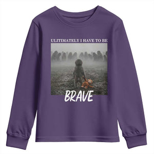 Sad Punch Monkey Youth Sweatshirt Ultimately I Have To Be Brave TS14 Purple Print Your Wear