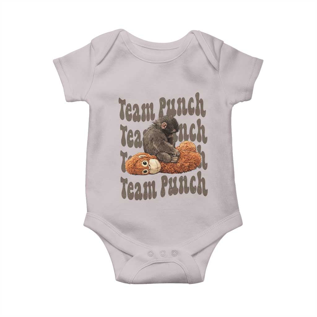 Team Punch Monkey Baby Onesie Baby Monkey And Plush Toy Viral TS14 Ice Gray Print Your Wear
