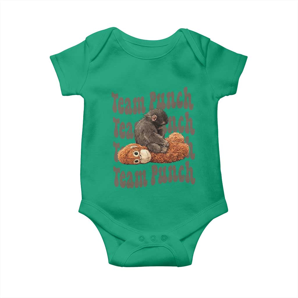 Team Punch Monkey Baby Onesie Baby Monkey And Plush Toy Viral TS14 Irish Green Print Your Wear