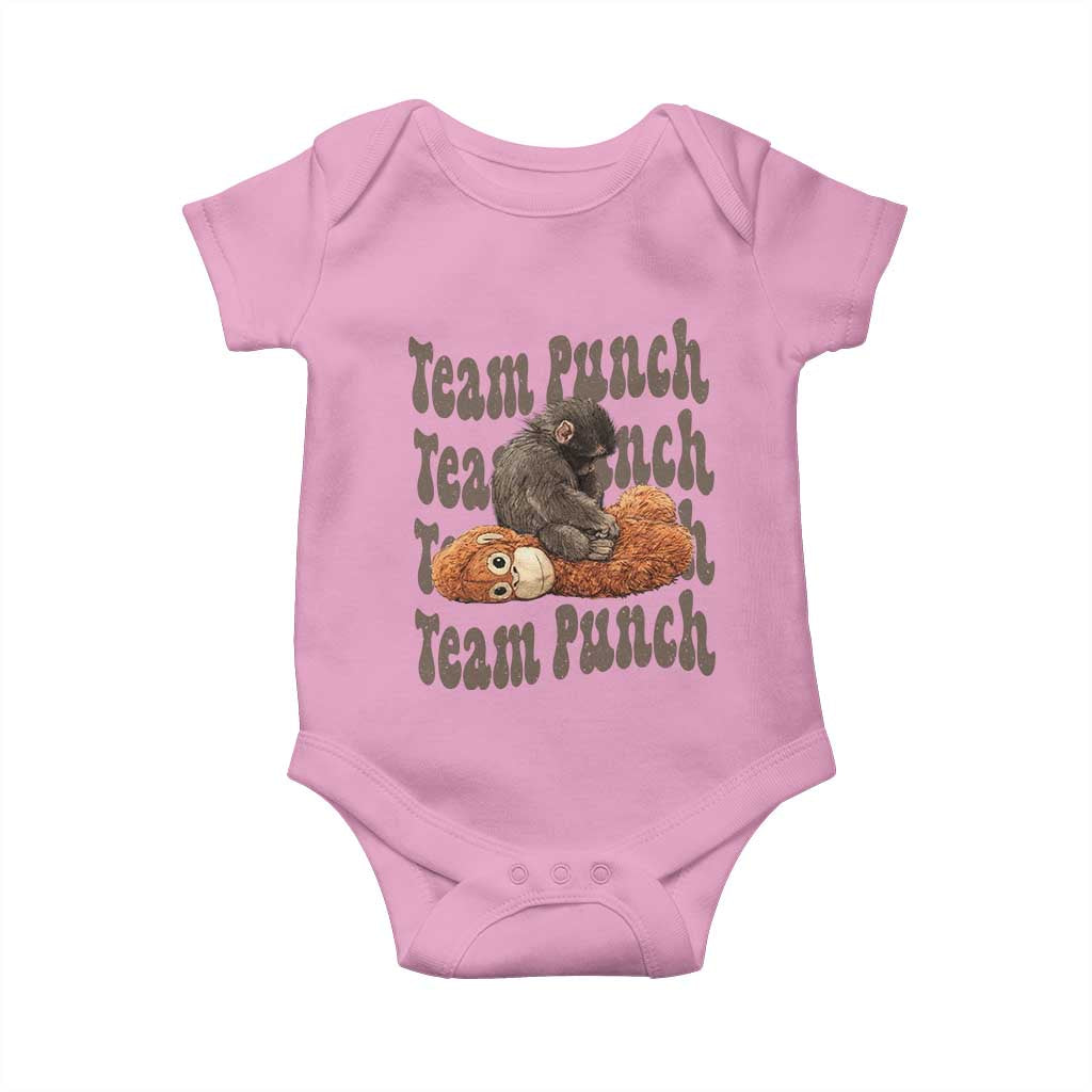 Team Punch Monkey Baby Onesie Baby Monkey And Plush Toy Viral TS14 Light Pink Print Your Wear