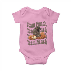 Team Punch Monkey Baby Onesie Baby Monkey And Plush Toy Viral TS14 Light Pink Print Your Wear