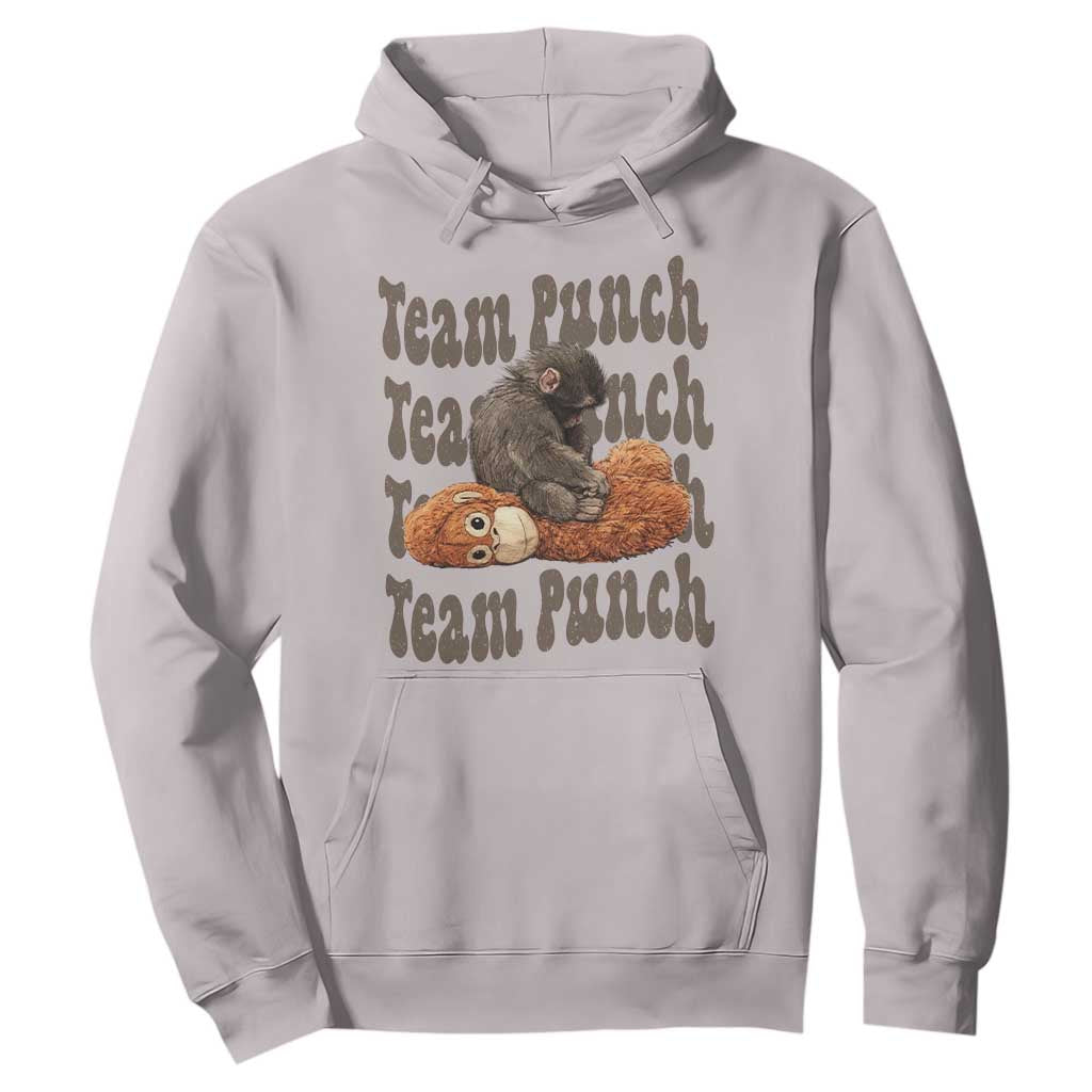 Team Punch Monkey Hoodie Baby Monkey And Plush Toy Viral TS14 Ice Gray Print Your Wear