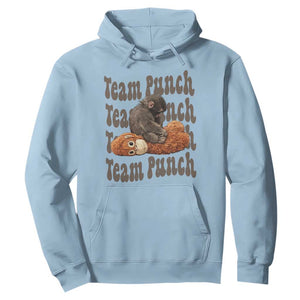 Team Punch Monkey Hoodie Baby Monkey And Plush Toy Viral TS14 Light Blue Print Your Wear