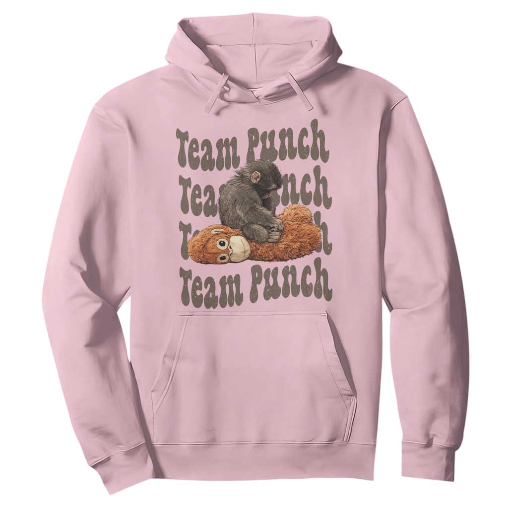 Team Punch Monkey Hoodie Baby Monkey And Plush Toy Viral TS14 Light Pink Print Your Wear
