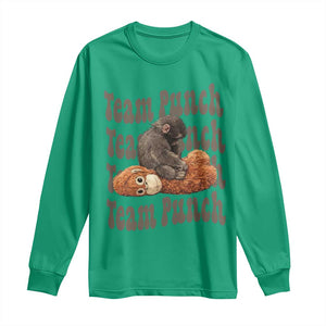 Team Punch Monkey Long Sleeve Shirt Baby Monkey And Plush Toy Viral TS14 Irish Green Print Your Wear