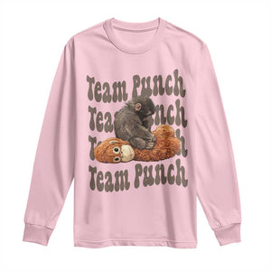 Team Punch Monkey Long Sleeve Shirt Baby Monkey And Plush Toy Viral TS14 Light Pink Print Your Wear