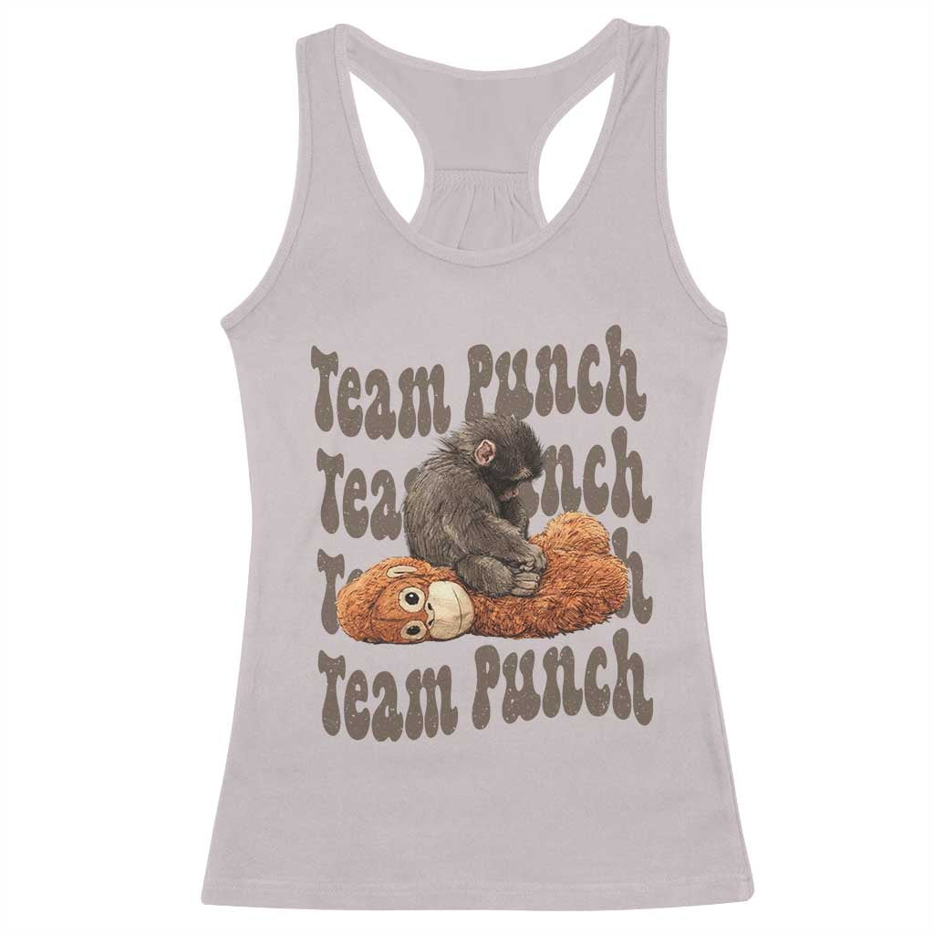 Team Punch Monkey Racerback Tank Top Baby Monkey And Plush Toy Viral TS14 Ice Gray Print Your Wear