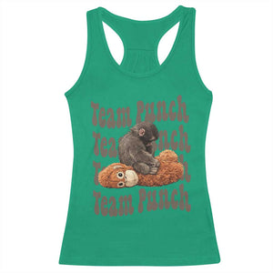 Team Punch Monkey Racerback Tank Top Baby Monkey And Plush Toy Viral TS14 Irish Green Print Your Wear