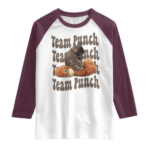 Team Punch Monkey Raglan Shirt Baby Monkey And Plush Toy Viral TS14 White Maroon Print Your Wear