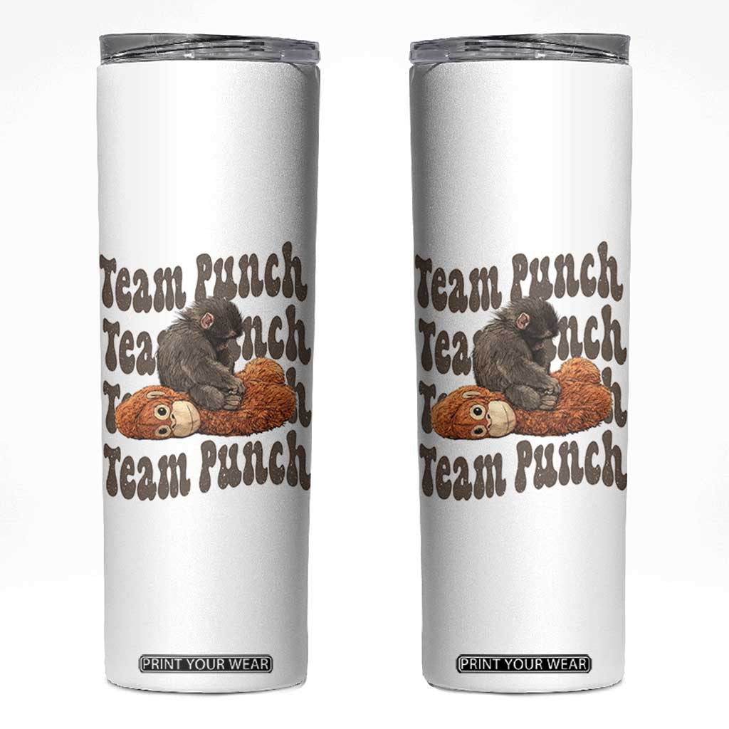 Team Punch Monkey Skinny Tumbler Baby Monkey And Plush Toy Viral TS14 White Print Your Wear