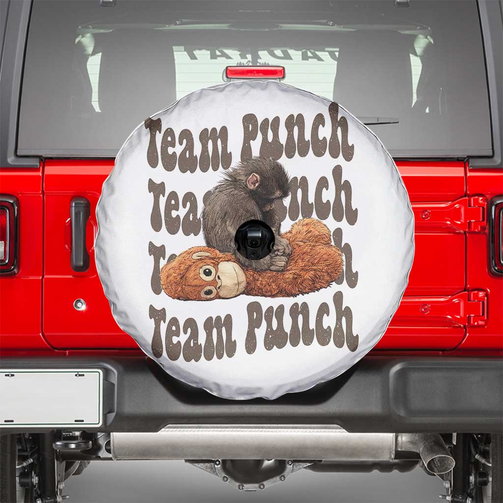 Team Punch Monkey Spare Tire Cover Baby Monkey And Plush Toy Viral TS14 White Print Your Wear