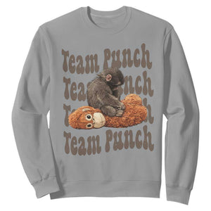 Team Punch Monkey Sweatshirt Baby Monkey And Plush Toy Viral TS14 Sport Gray Print Your Wear