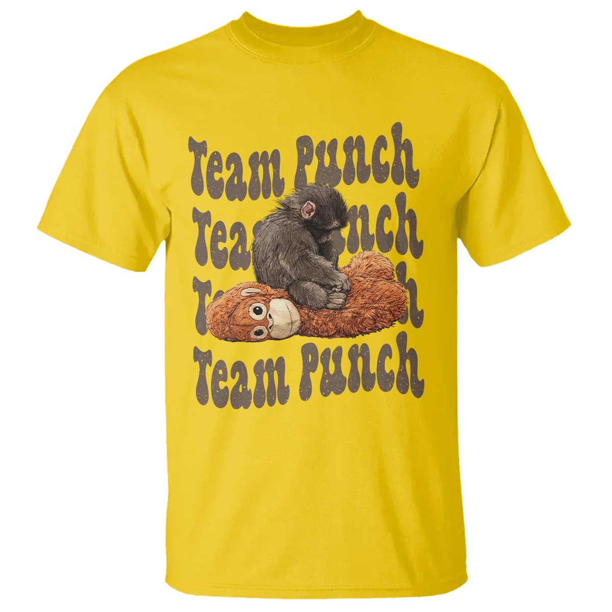 Team Punch Monkey T Shirt Baby Monkey And Plush Toy Viral TS14 Daisy Print Your Wear
