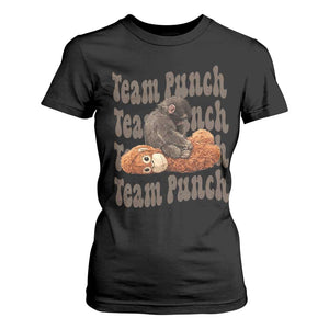 Team Punch Monkey T Shirt For Women Baby Monkey And Plush Toy Viral TS14 Black Print Your Wear