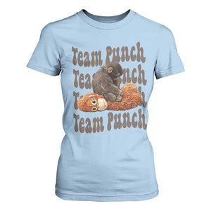 Team Punch Monkey T Shirt For Women Baby Monkey And Plush Toy Viral TS14 Light Blue Print Your Wear
