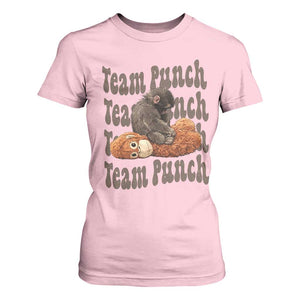 Team Punch Monkey T Shirt For Women Baby Monkey And Plush Toy Viral TS14 Light Pink Print Your Wear