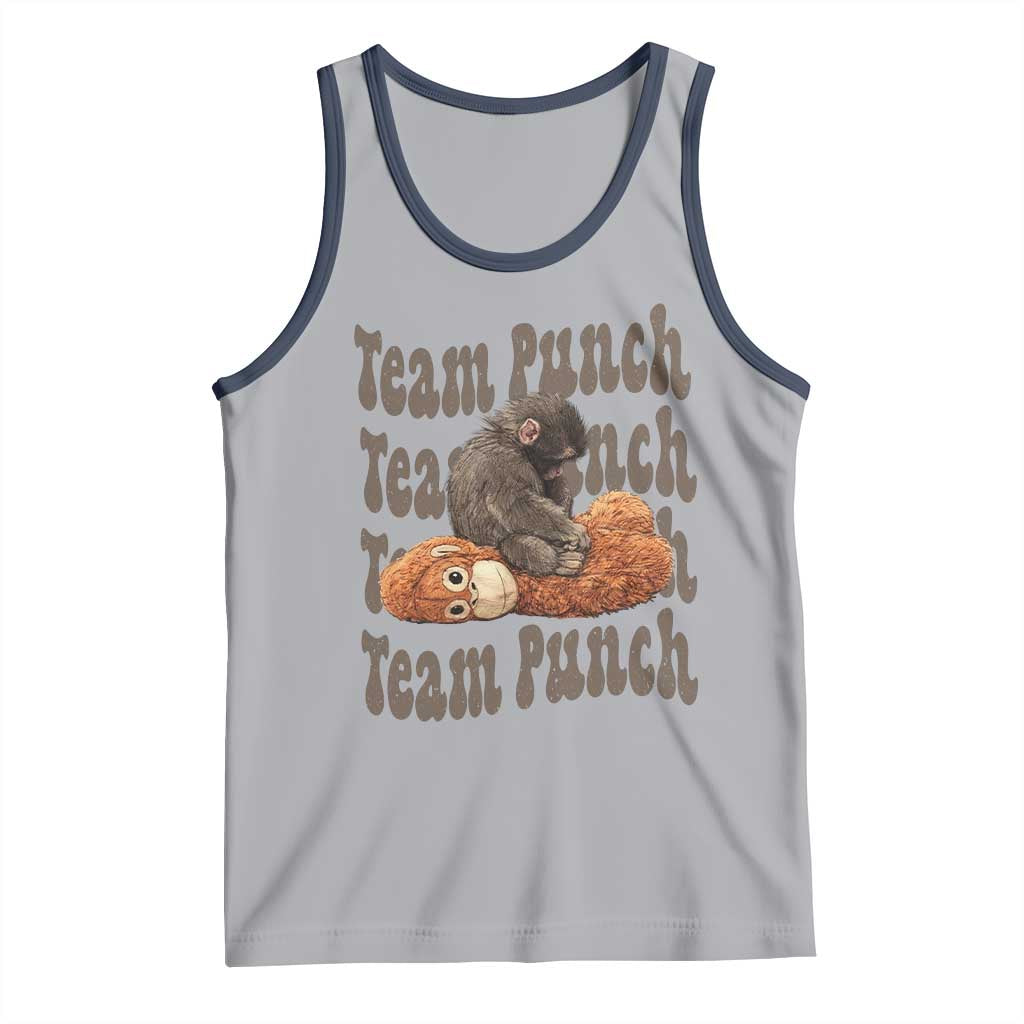 Team Punch Monkey Tank Top Baby Monkey And Plush Toy Viral TS14 Athletic Heather Navy Print Your Wear