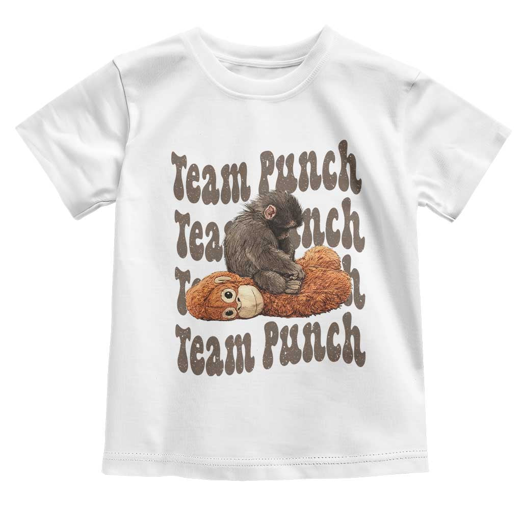 Team Punch Monkey Toddler T Shirt Baby Monkey And Plush Toy Viral TS14 White Print Your Wear