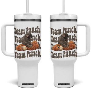 Team Punch Monkey Tumbler With Handle Baby Monkey And Plush Toy Viral TS14 One Size: 40 oz White Print Your Wear