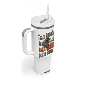 Team Punch Monkey Tumbler With Handle Baby Monkey And Plush Toy Viral TS14 Print Your Wear