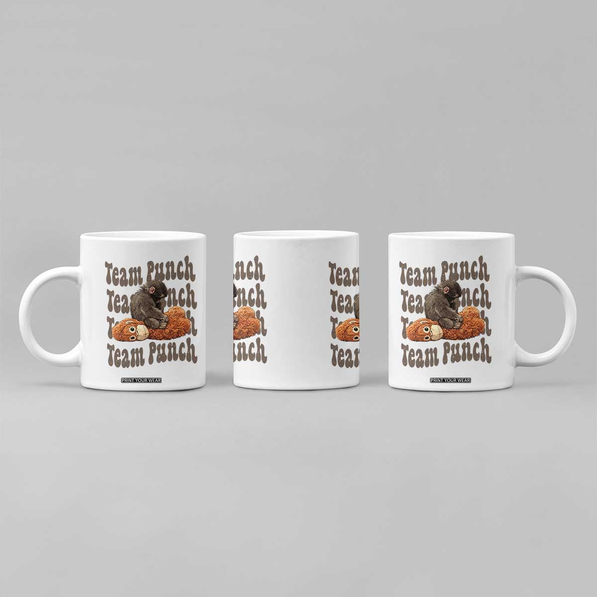Team Punch Monkey Coffee Mug Baby Monkey And Plush Toy Viral TS14 Print Your Wear